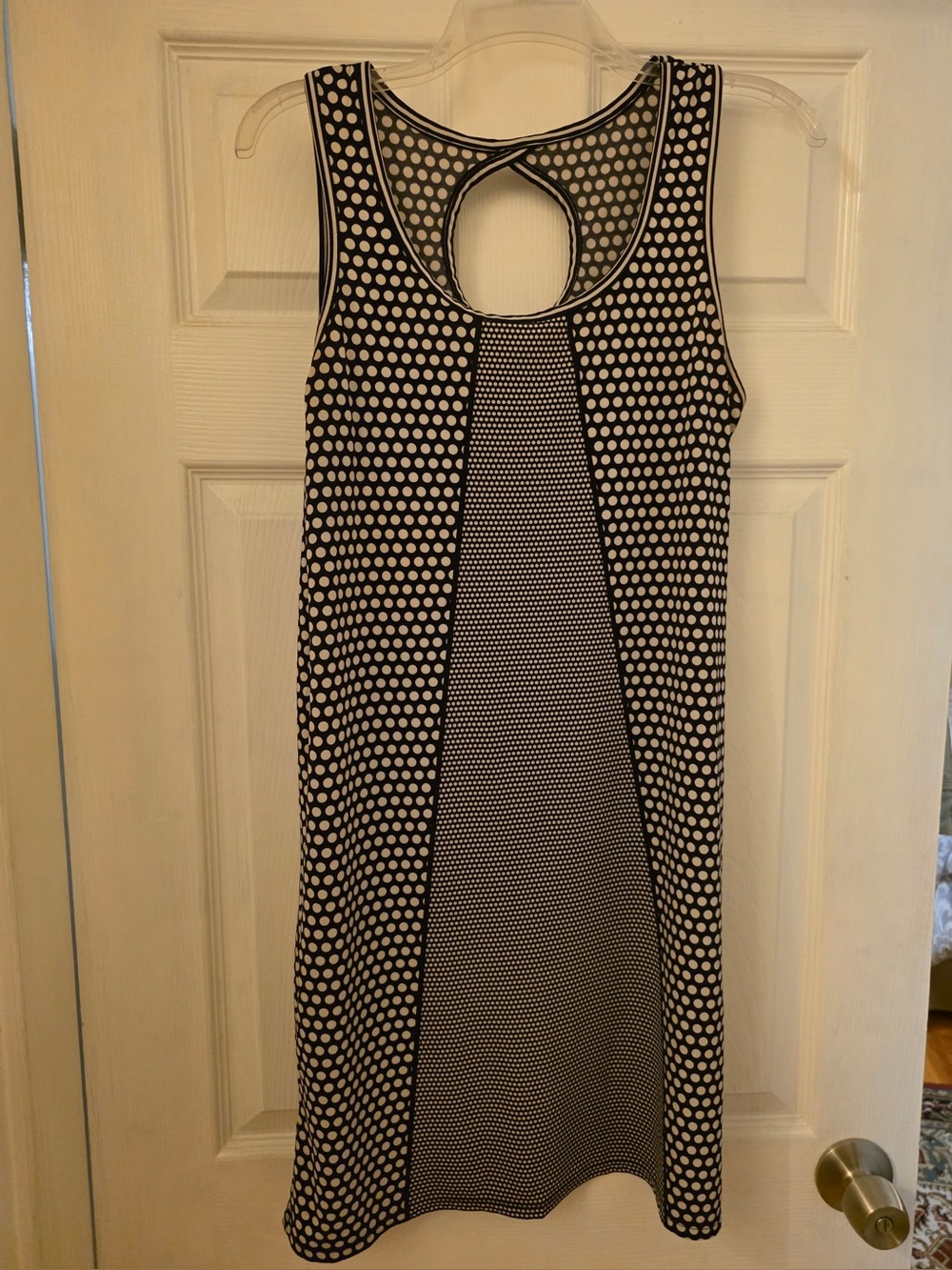 Max Studio Black and White Polka Dot Keyhole Shift Dress